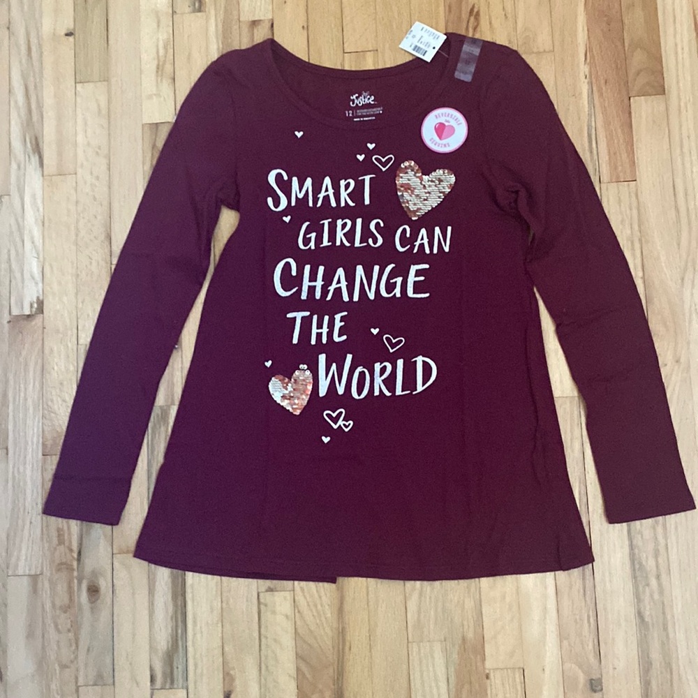 Justice NWT cranberry color long sleeve tee Size 12